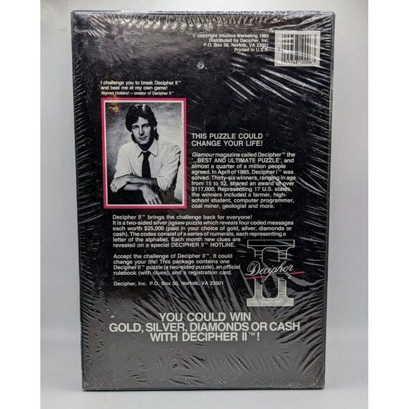 New Sealed Decipher II Jigsaw Puzzle 4 Coded Messages Silver Vintage 1985 - Picture 2 of 2
